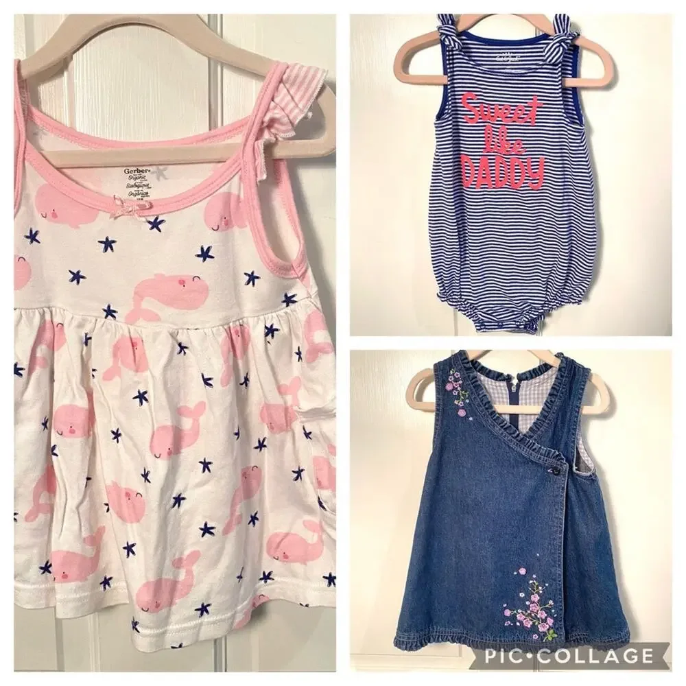 Little girls Spring dresses Onesie 3pc lot bundle 18m